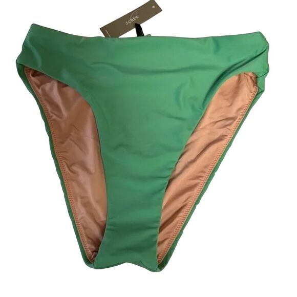 NWT J. Crew Classic High Rise Cheeky High Leg Cut Bikini Swim Bottom S Green - Picture 2 of 15